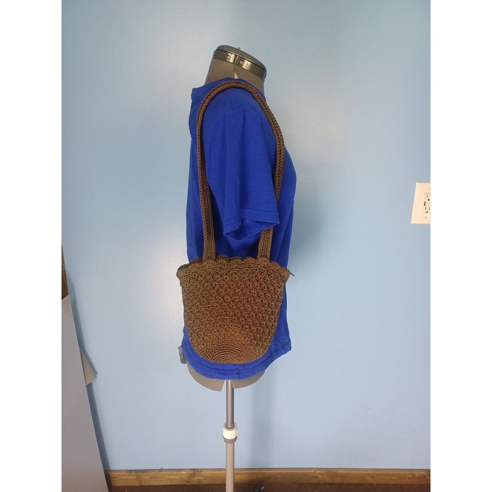 Borsani Crocheted Brown Shoulder Purse/Bag Crossbody Hippie Hobo Bag